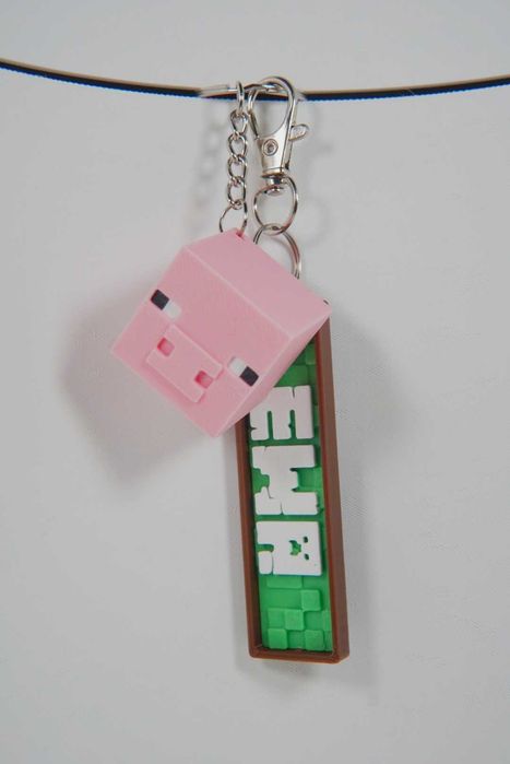 Brelok imienny z Twoim imieniem - Minecraft 3D z figurką / ZESTAW