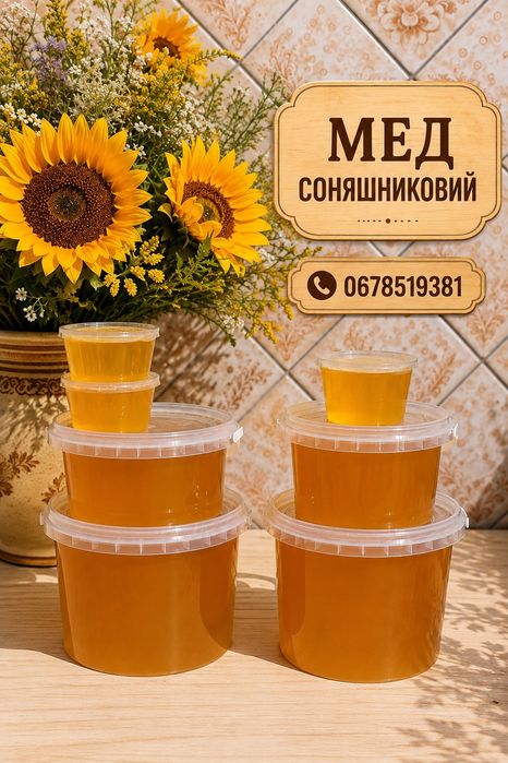 Мед соняшник 300грн.літр
