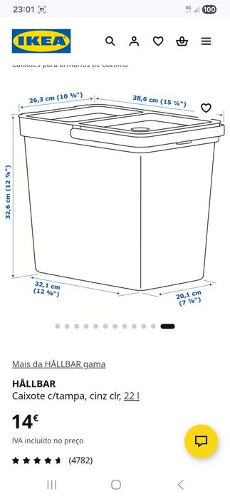 Caixote lixo Ikea nunca usado