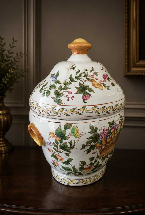 Pote com tampa porcelana pintada mão64861533151233123