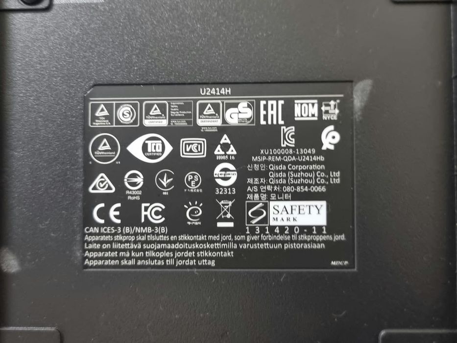 Dell UltraSharp Monitor
Model: U2414h64738555717763126