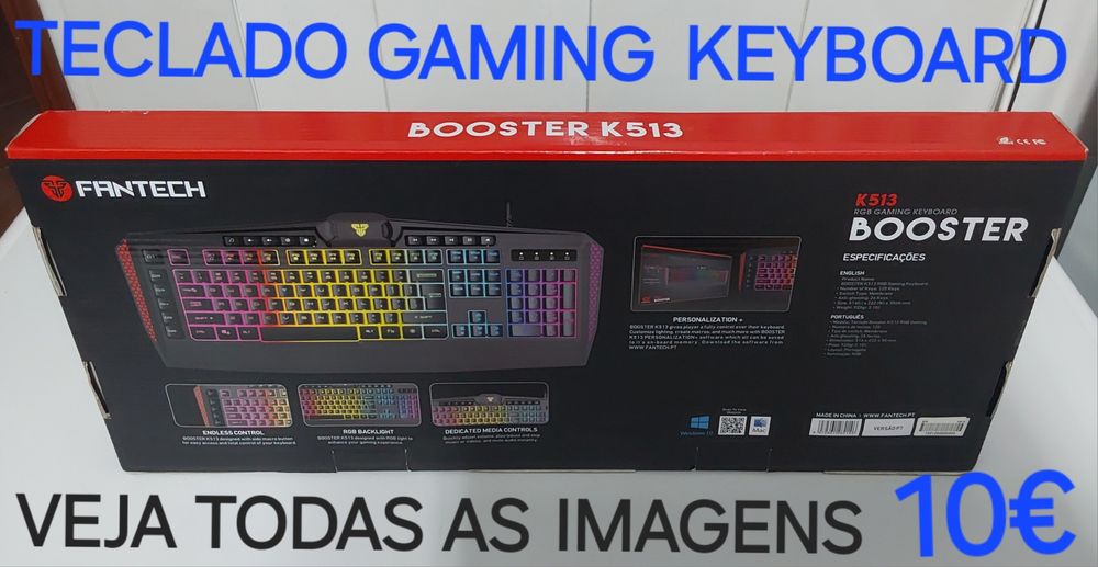 TECLADO GAMING KEYBOARD/BOOSTER K513.Altura ajustável Casa,Sala,Quarto