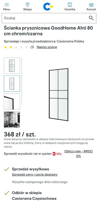 Ścianka kabina prysznicowa Szyba