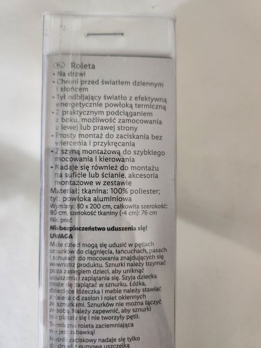 Roleta zaciemniająca termiczna 80 x 200cm