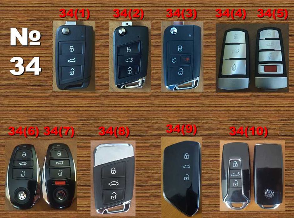 (№34) Корпус ключа на 3-4 кнопки VW Skoda Seat Фольцваген Шкода Сеат