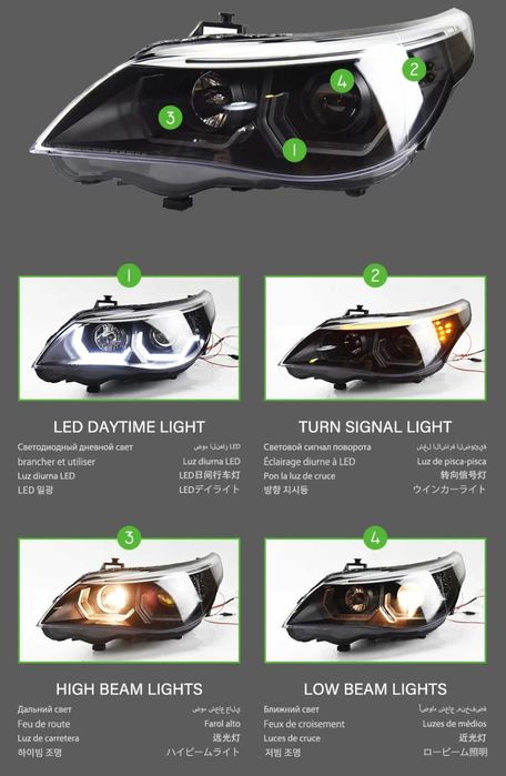 tuningowe NOWE lampy przednie lampa przód BMW E60 E61 M5 2003 - 2010 WYPRZEDAŻ