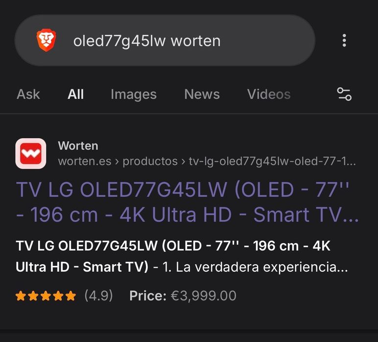 LG OLED 77” Smart TV oled77g45lw como novo!