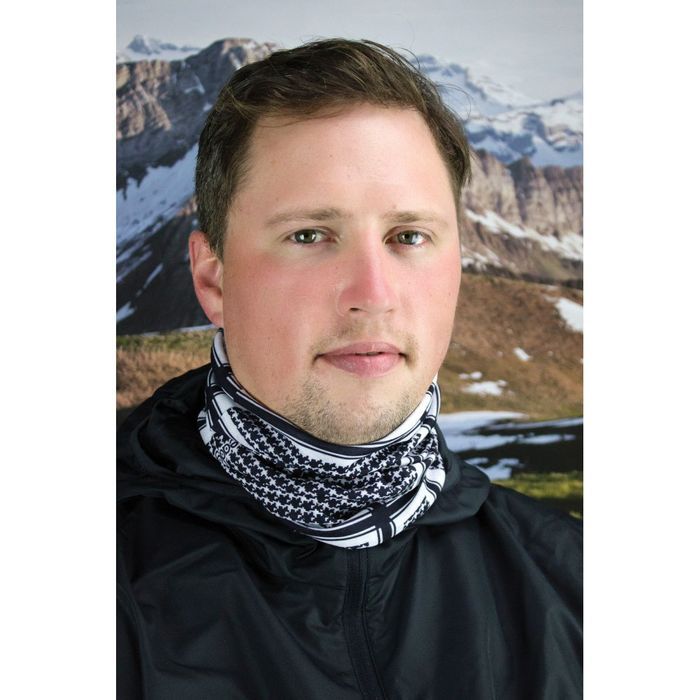 zan headgear motley tube fleece houndstooth black white one size