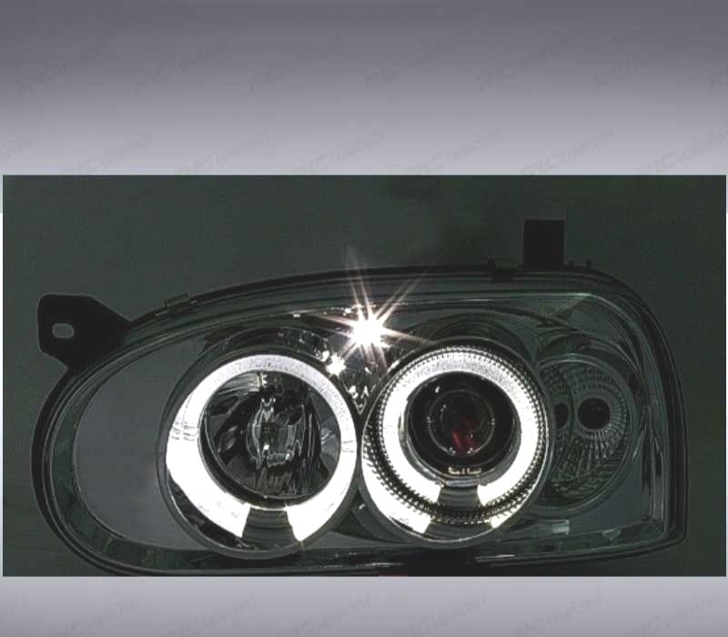 FARÓIS FRENTE ANGEL EYES PARA VOLKSWAGEN VW GOLF 3 FUNDO CROMADO H1 H1