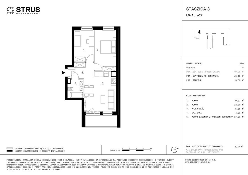 3-pokojowe mieszkanie 49m2 + balkon Bezpośrednio