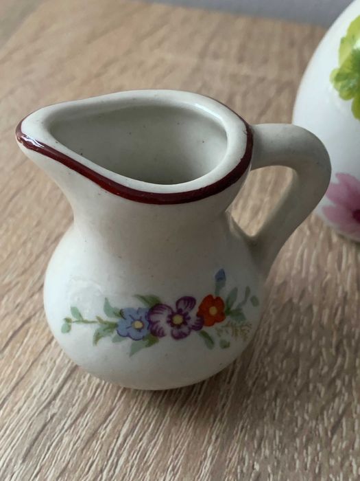 zestaw 2 x wazonik mini, jajo ceramiczne, Vintage, PRL