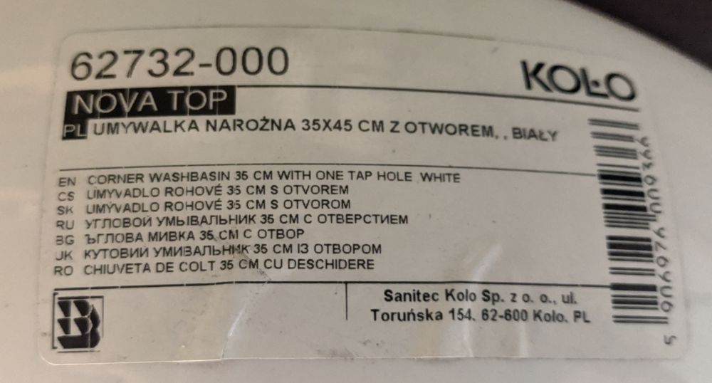 Umywalka narożna KOŁO Nova Top