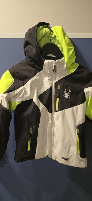 Kurtka narciarska spider 7 lat 116/122 czarno biała neon na narty