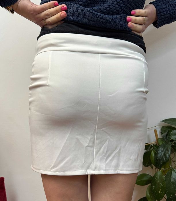 Spódnica biała mini z zamkiem spódniczka Cherry Koko S M 36 38