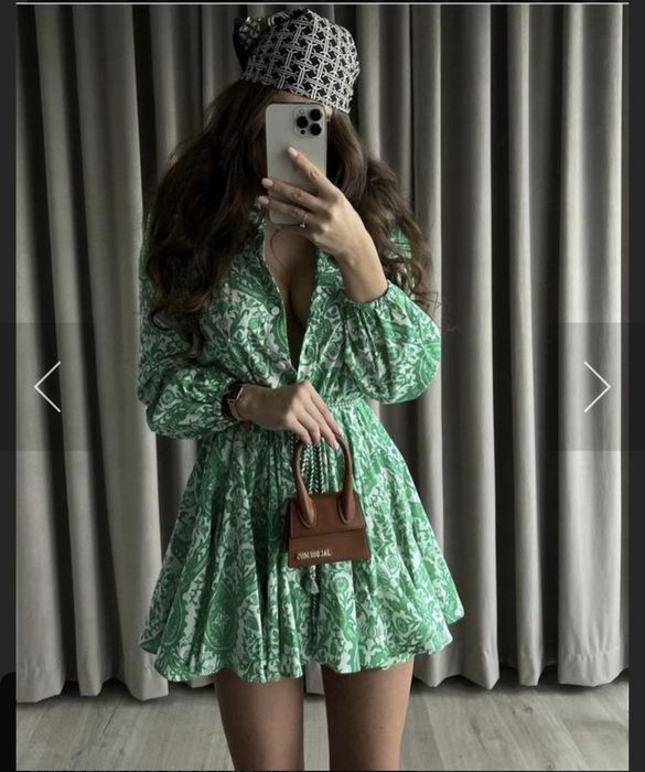 Сукня Zara зелена з білим