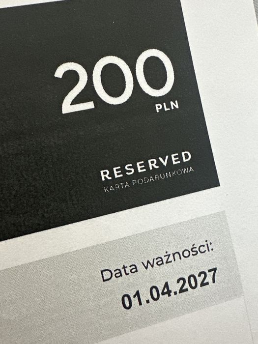 Karta Podarunkowa Reserved 200PLN VOUCHER