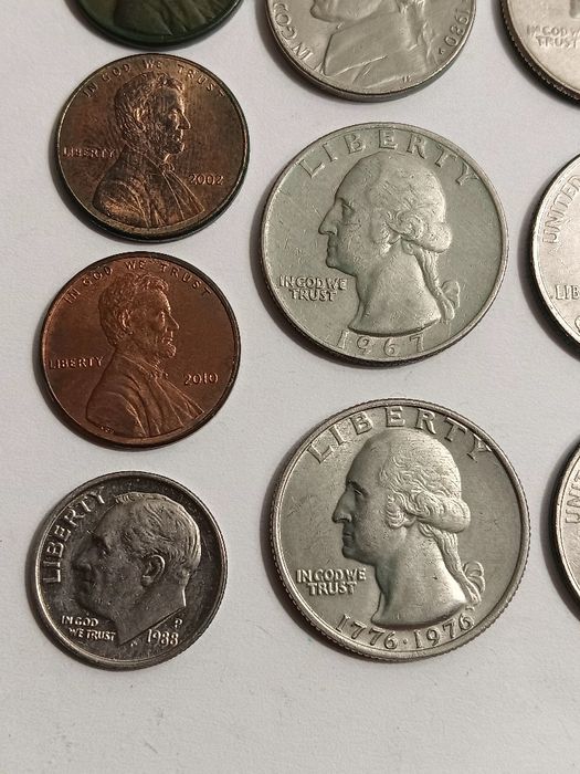 10 moedas diversas de moedas Americanas