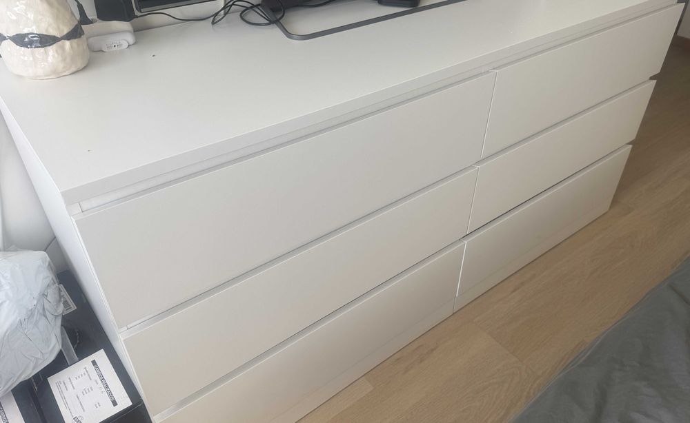 MALM Cómoda c/6 gavetas, branco, 160x78x48 cm