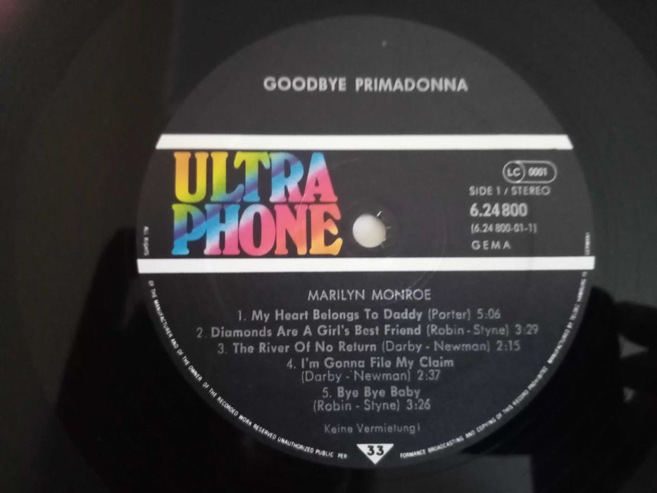 Marilyn Monroe Goodbye Primadonna LP WINYL EX+/EX