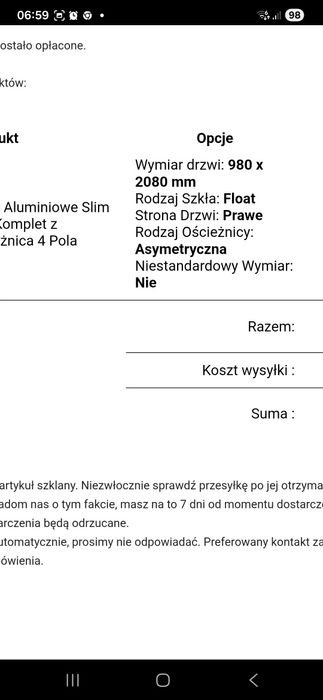 Sprzedam drzwi szklane  nowe