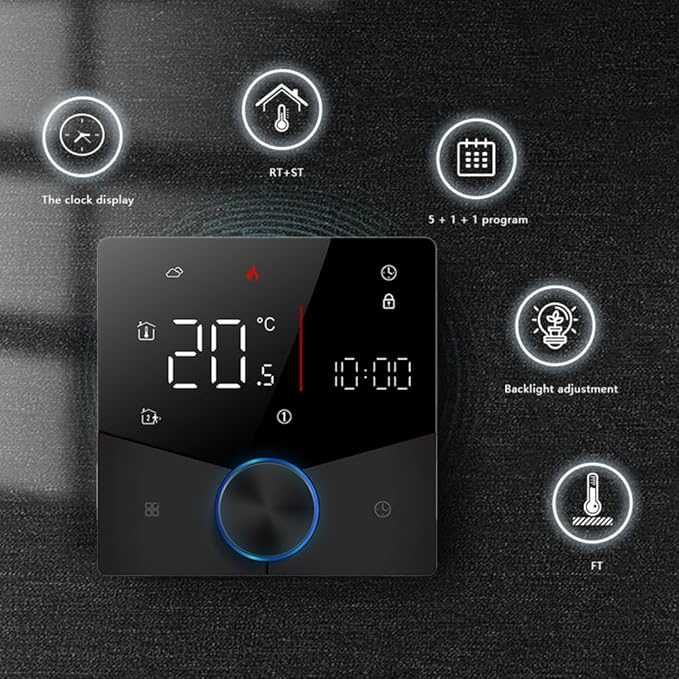 Termostato Wi-Fi ecrã tátil programável para aquecimento por caldeira