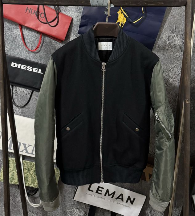 Куртка жіноча Бомбер Sandro Paris Bomber Wool Zip Jacket чорний хакі M