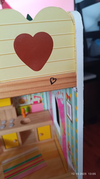 Domek dla Lalek Drewniany Duży Oświetlenie LED Mebelki 3 Poziomy