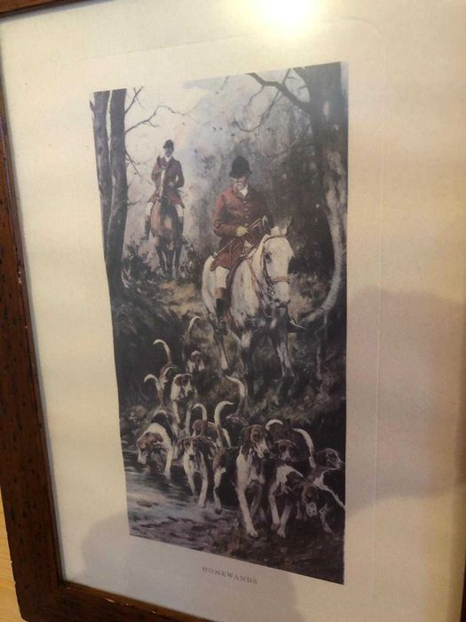 Quadro vintage, Caçada a cavalo, bom estado, medidas nas fotos