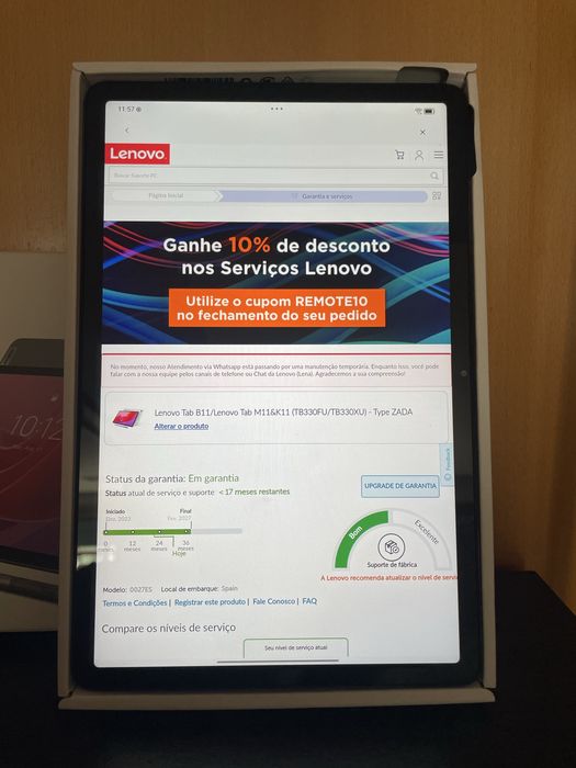 Tablet Lenovo Tab M11 com caneta.