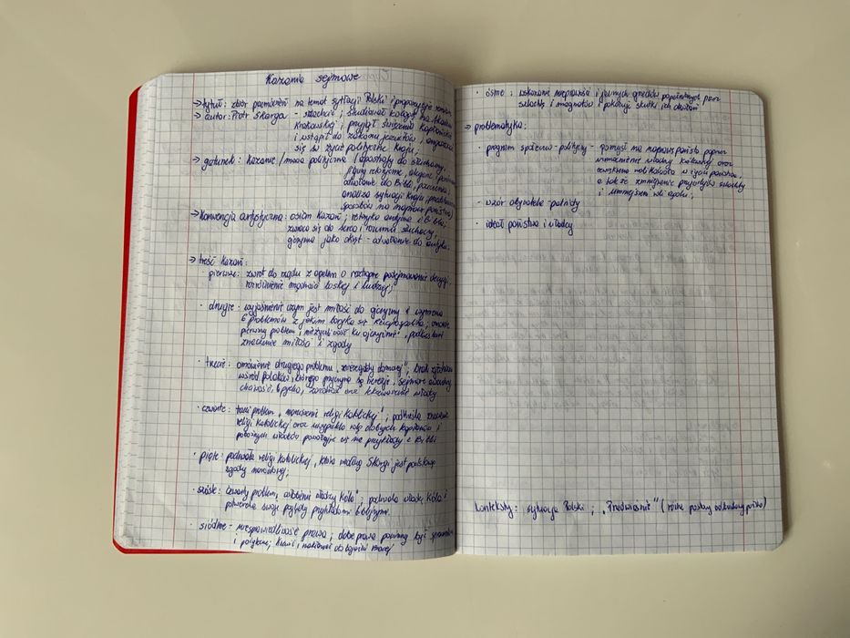 Ręczne notatki z lektur poziom podstawowy