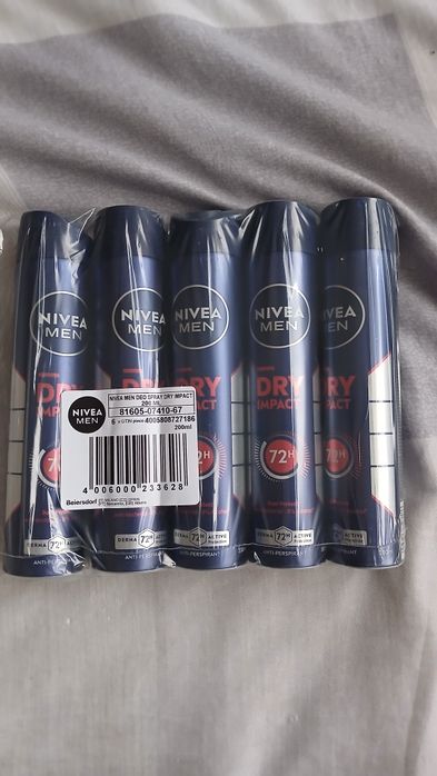 5x 200ml Nivea Men Dry Impact Desodorizante