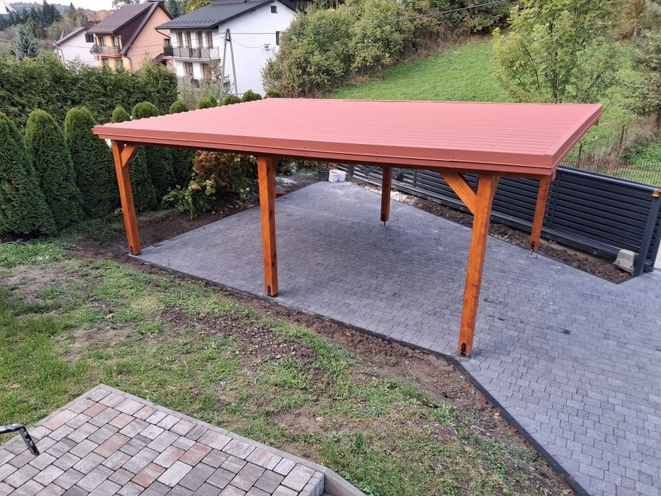 Wiata garażowa drewniana carport zadaszenie tarasu garaż