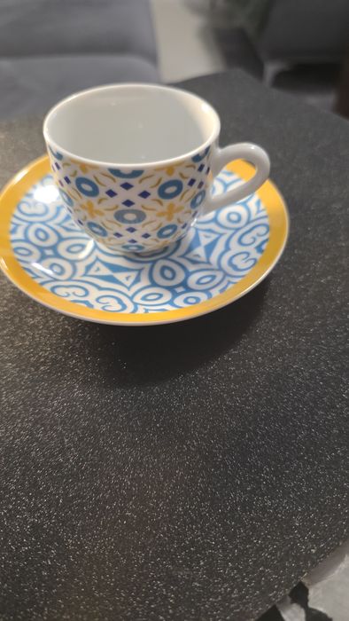 Filiżanka do espresso  w niebiesko żółta