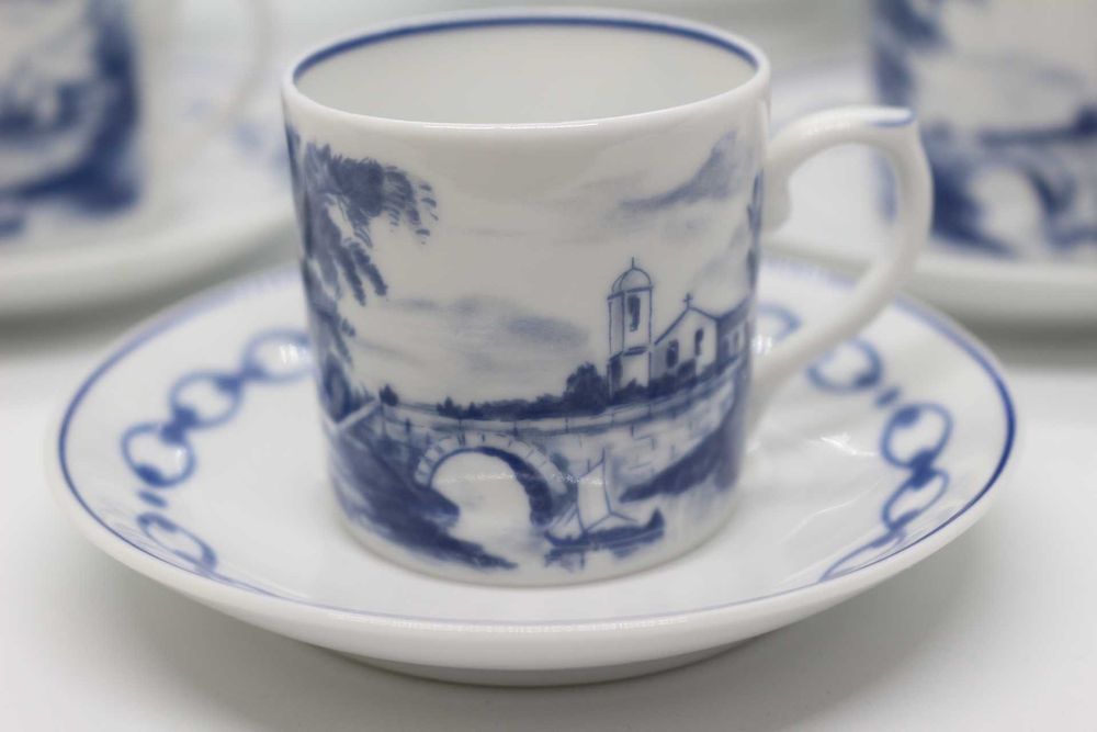 Serviço de Café Vista Alegre 6 pessoas Paisagem Azul 1968