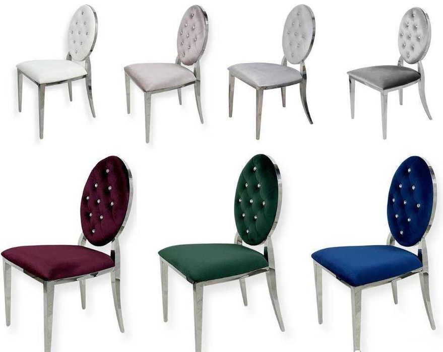 Krzesło tapicerowane glamour Ludwik pikowane welurowe kolory