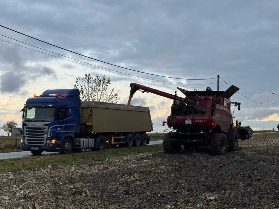 Transport materiałów sypkich - zboża, wapna, kruszywa, żwiru, piasku - wywrotka, ruchoma podłoga