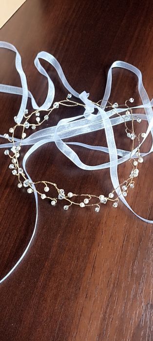 Tiara ślubna wianek komunia kryształki gałązka piękna NOWY