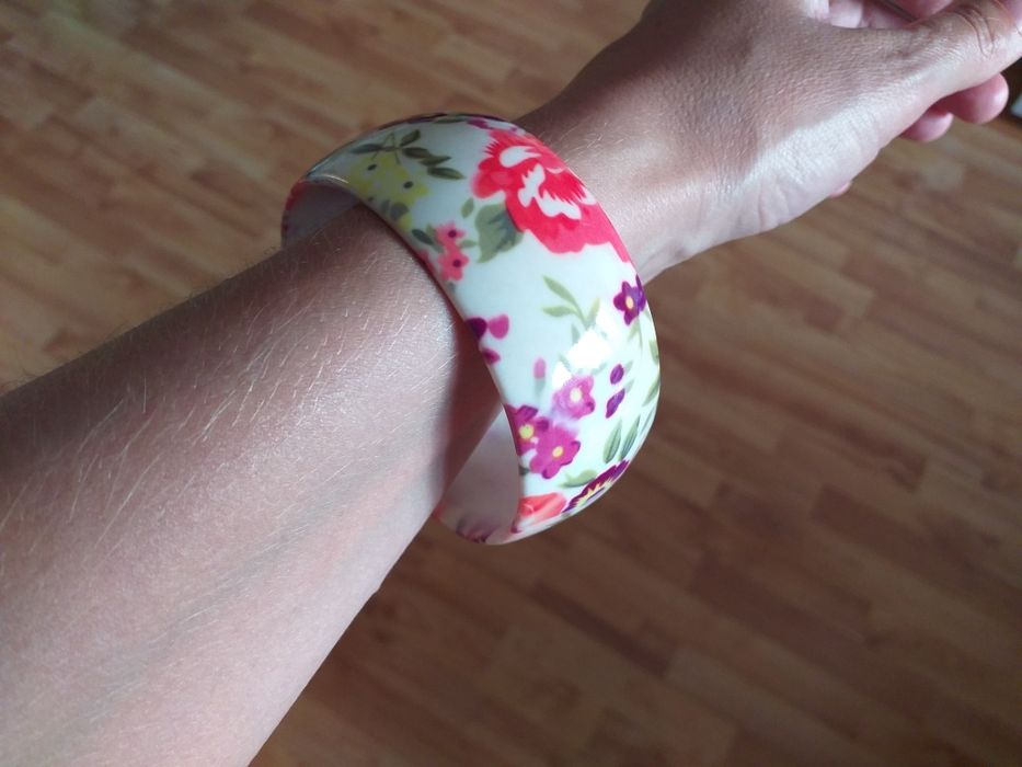 Szeroka bransoletka w kwiaty etno boho retro true vintage