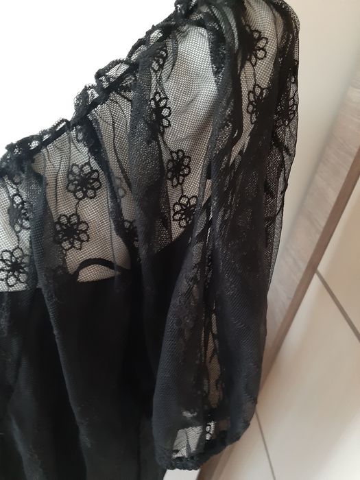 Sukienka czarna Zara L oversize koronka nowa boho klasyk unikat