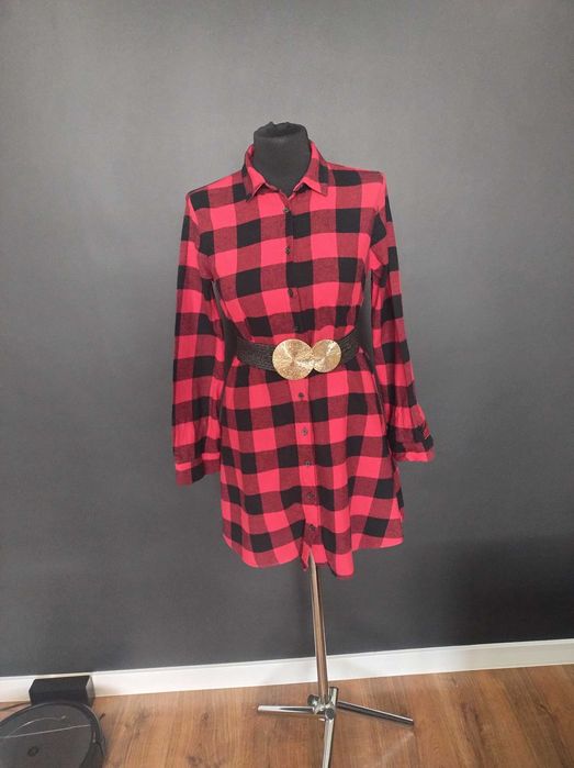 sukienka koszulowa flanelowa w kratę
