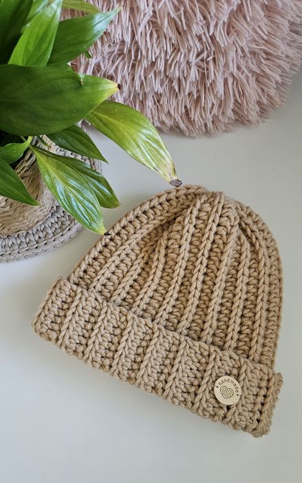 Karmelowy czapka jesień zima merino