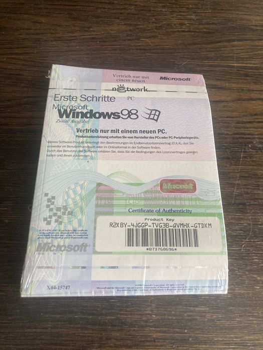Windows 98 na PC nowy fabrycznie zapakowany Niemiecki
