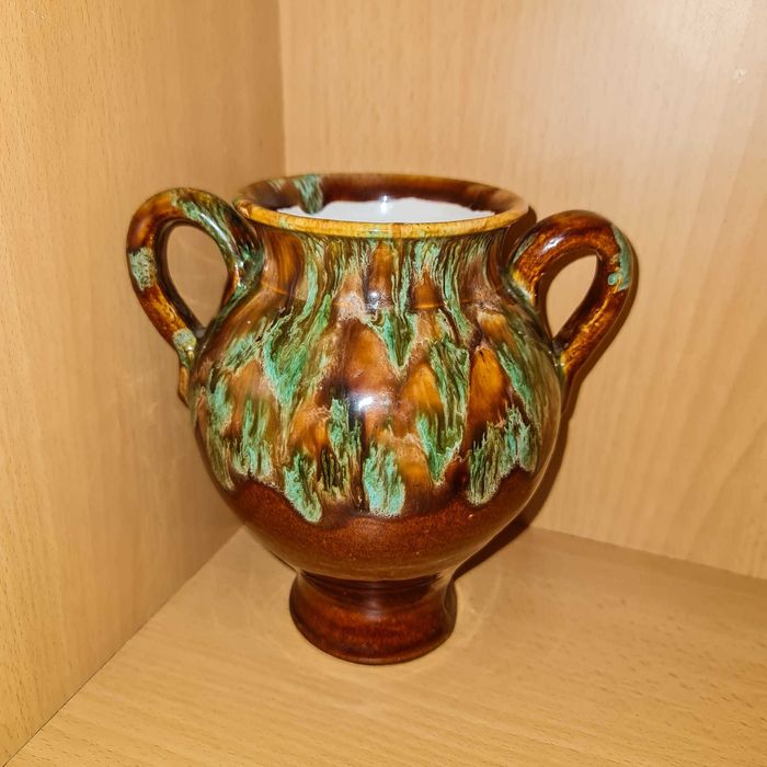 Vaso/Cântaro Rústico Português Vidrado – 21 cm (2 asas)