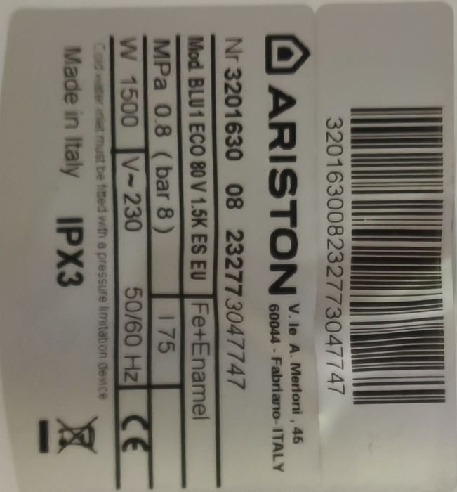 Termo-acumulador (Cilindro) Ariston 80 Lts.