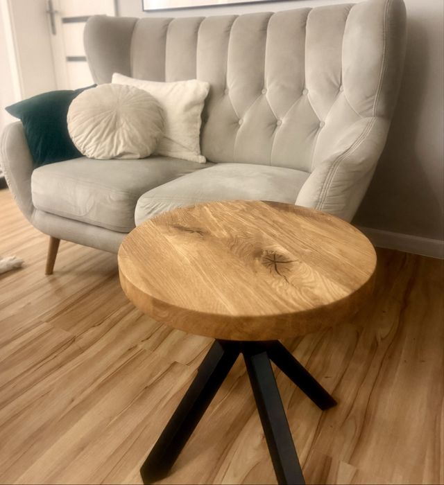 Stolik kawowy dębowy ręcznie robiony loft 50 cm