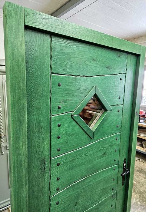 Drzwi DŁUGOSZ drewniane zewnętrzne wejściowe góralskie dębowe GOTOWE