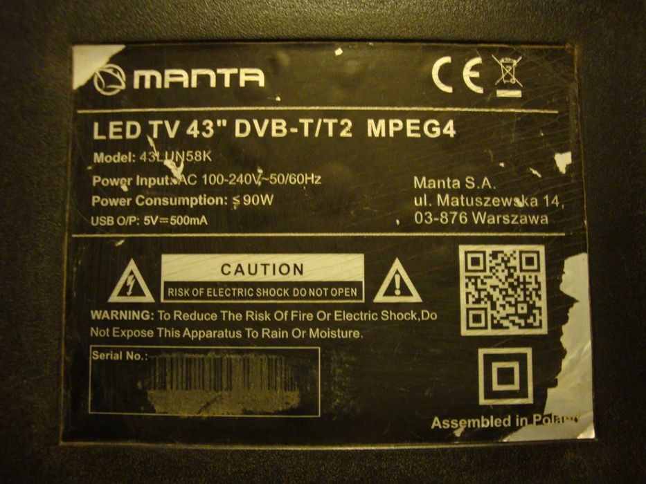 Led MANTA 43 LUN58K-uszkodzony.