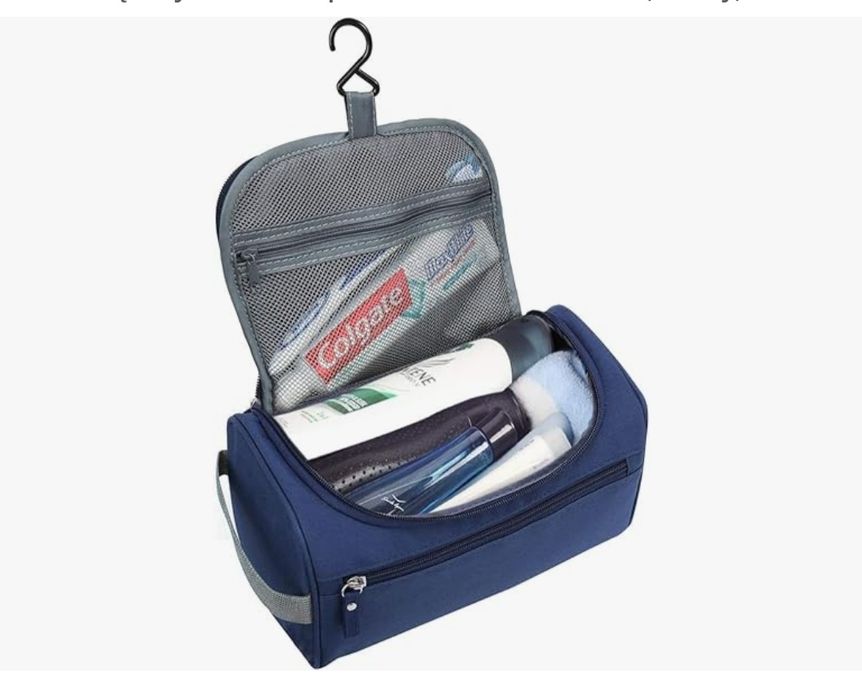 Podróżna kosmetyczka z haczykiem szara