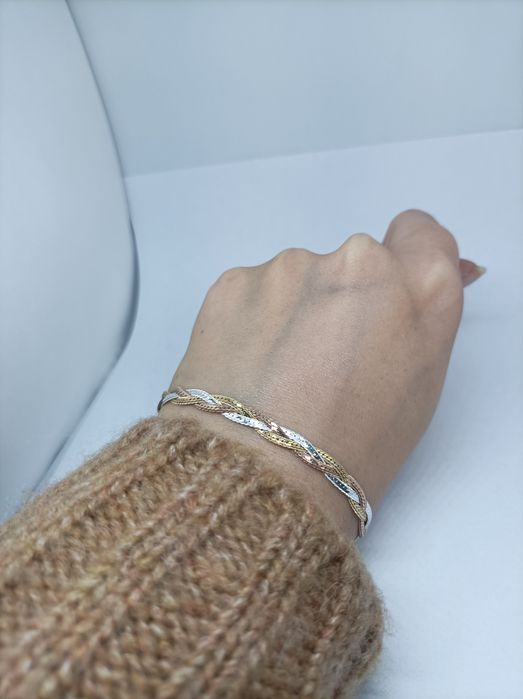 Srebrny pozłacany komplet biżuterii łańcuszek i bransoletka próba 925