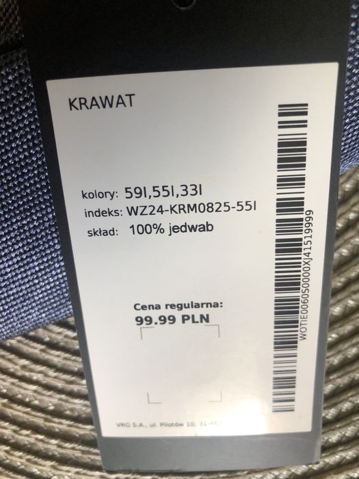 Krawat z jedwabiu i bawełny WÓLCZANKA  NOWY